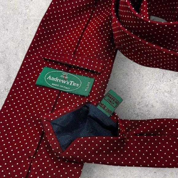 ZADI ANDREWS XL Burgundy/White Polka Dot Silk LUXURY Tie ITALY - Picture 3 of 6